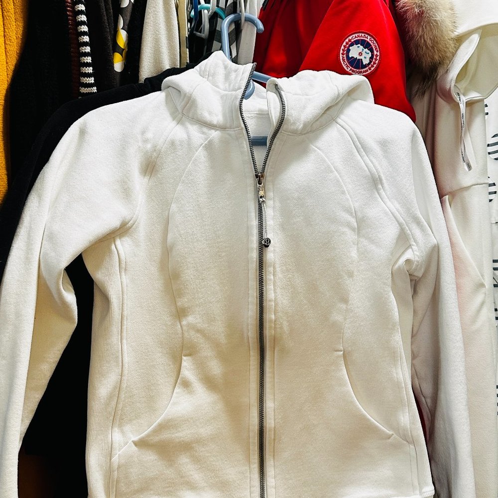 Lululemon Scuba Full-Zip Hoodie White Terry Sporty Athletic Athleisure